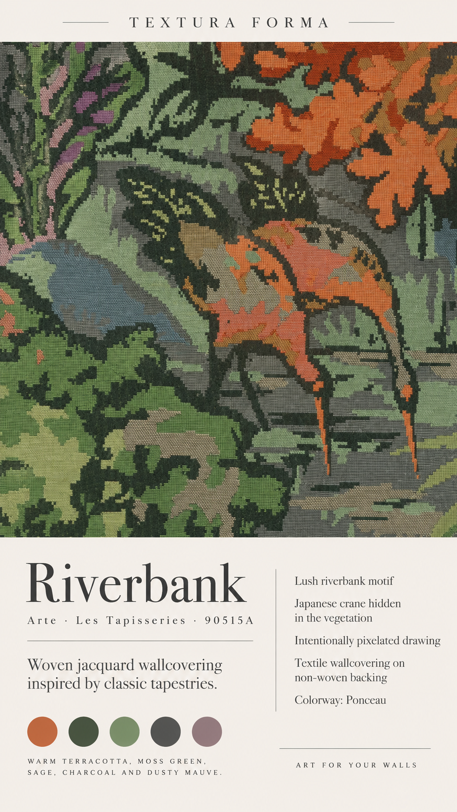 Ficha editorial Riverbank 90515A, combinación Ponceau